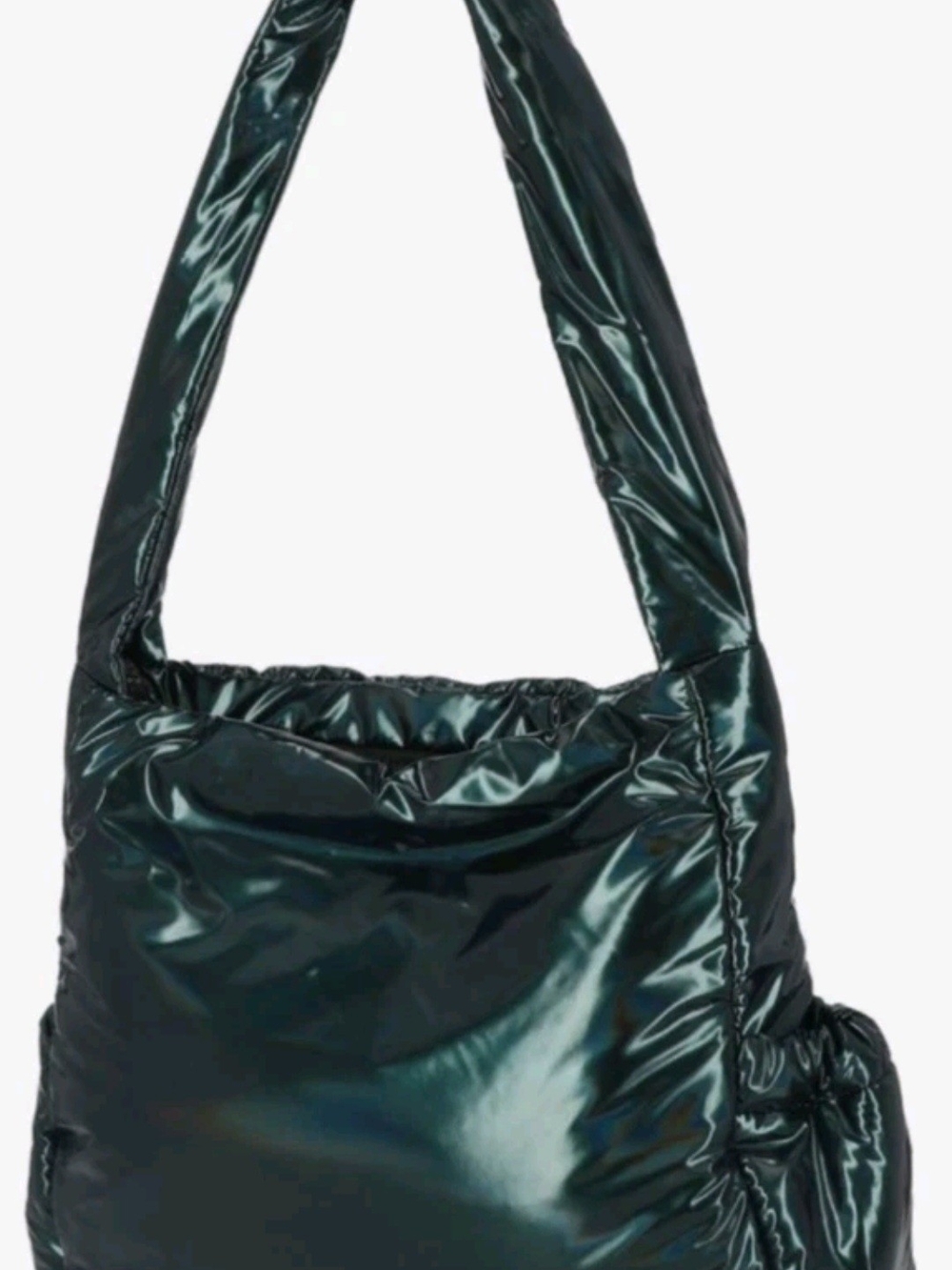 Tahari Bardot Hobo Holographic Forest Green Puffer Shoulder Bag